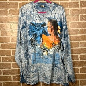 Vintage shirt Back To Earth Owl Woman Long Sleeve size 2XL knit tee